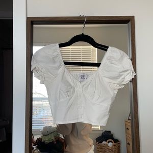 Princess Polly White Crop Blouse Size 2